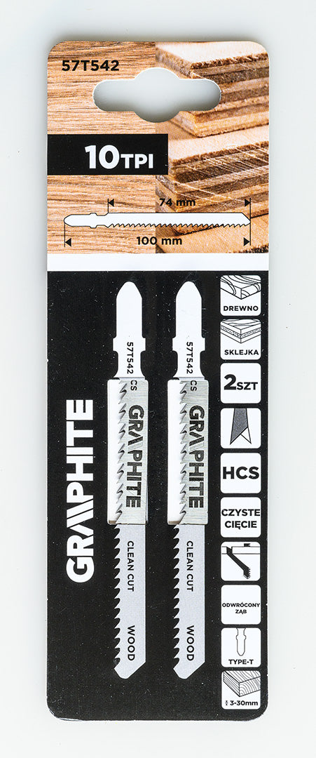 Dekopírfűrészlap, T-befogó, HCS, 10TPI, 74/100mm, fa-rétegelt lemez, 2db