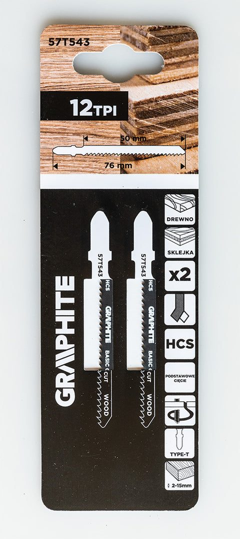 Dekopírfűrészlap, T-befogó, HCS, 12TPI, 50/76mm, fa-rétegelt lemez, 2db, min.rendelés: 3db