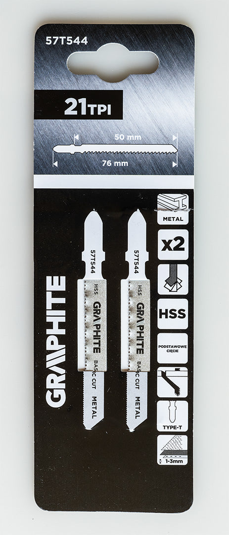 Dekopírfűrészlap, T-befogó, HCS, 21TPI, 50/76mm, fém, 2db