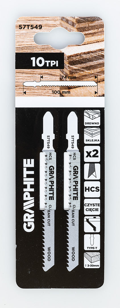 Dekopírfűrészlap, T-befogó, HCS, 10TPI, 74/100mm, fa-rétegelt lemez, 2db