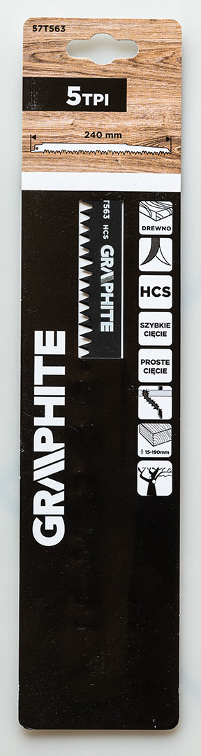 Orrfűrészlap, HCS, 5TPI, 240X19X1,5mm, fához