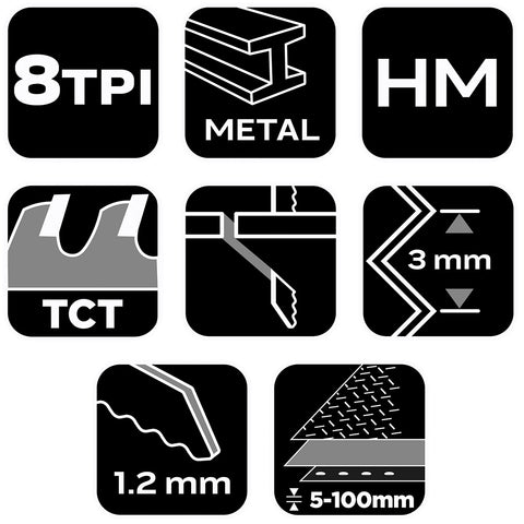 Orrfűrészlap, HM, 152x24x1.25mm, 8TPI, NEO TOOLS