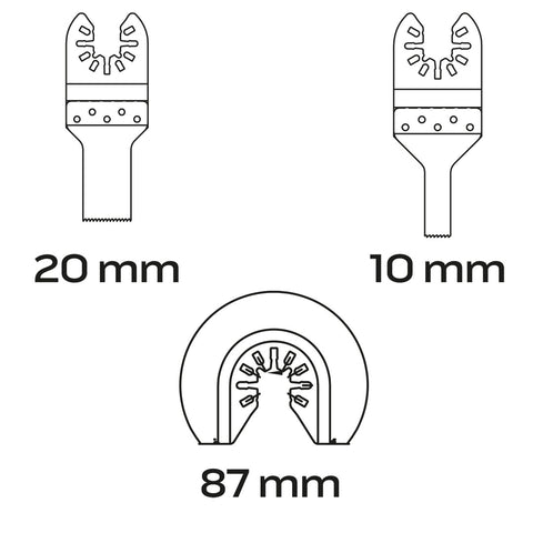 Multigép, rezgőgép lap készlet HCS, merülő és félköríves fűrészlapok, fémhez, 3db 
