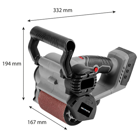 GRAPHITE 58GE137 Akkus szénkefementes hengeres síkcsiszológép, Energy+, 18V