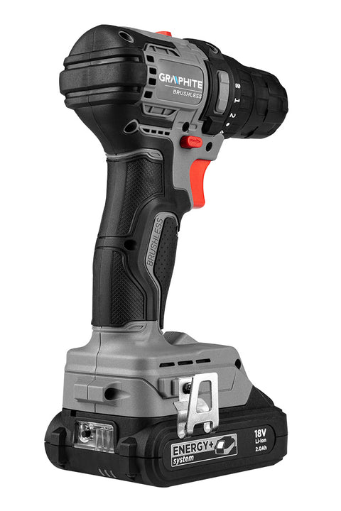 GRAPHITE 58GE139 Akkus szénkefementes fúró, csavarozó, Energy+, 18V Kompakt méret, 10mm-es tokmány, akku nélkül