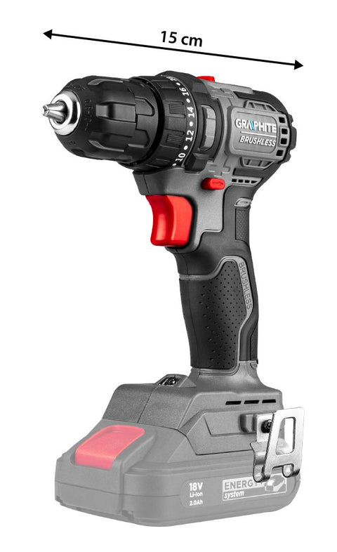 GRAPHITE 58GE139 Akkus szénkefementes fúró, csavarozó, Energy+, 18V Kompakt méret, 10mm-es tokmány, akku nélkül