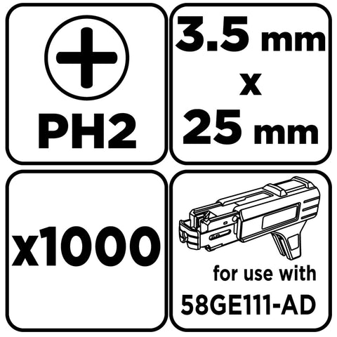 Tárazott gipszkartoncsavar 3.5x25mm, 1000db, 58GE111-AD-hez