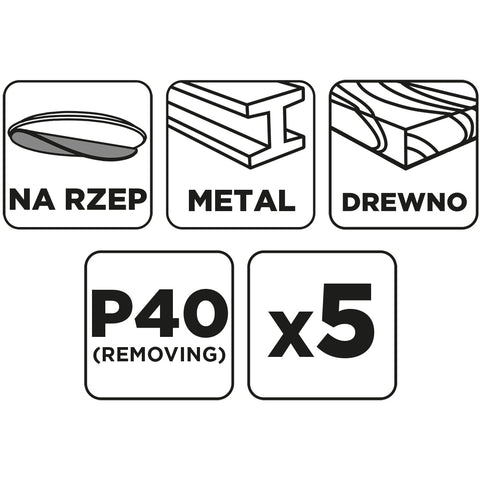 Csiszolókorong tépőzáras 150mm, P40, 5db
