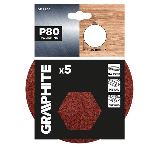 Csiszolókorong tépőzáras 150mm, P80, 5db, min.rendelés: 3db