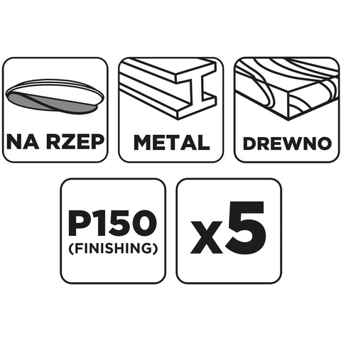 Csiszolókorong tépőzáras 150mm, P150, 5db, min.rendelés: 3db