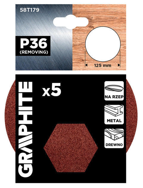 Csiszolókorong tépőzáras 125mm, P36, 5db, min.rendelés: 3db