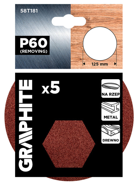 Csiszolókorong tépőzáras 125mm, P60, 5db, min.rendelés: 3db