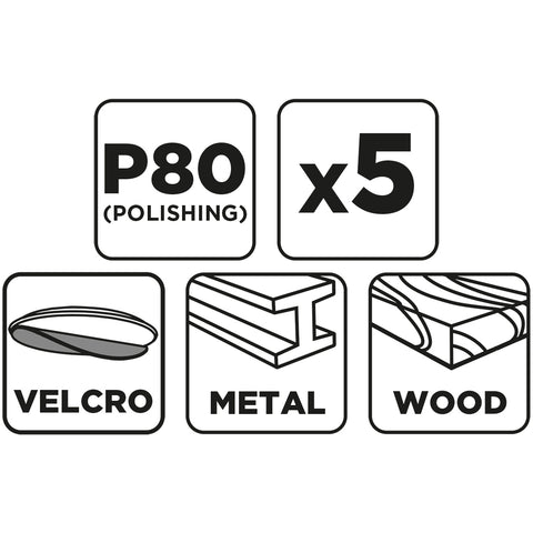 Csiszolókorong tépőzáras 125mm, P80, 5db, min.rendelés: 3db