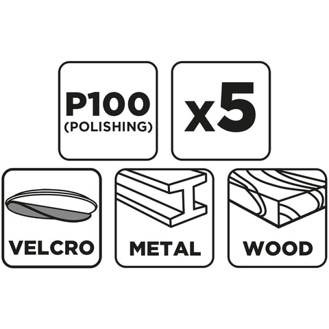 Csiszolókorong tépőzáras 125mm, P100, 5db, min.rendelés: 3db