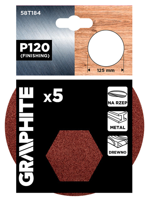 Csiszolókorong tépőzáras 125mm, P120, 5db, min.rendelés: 3db