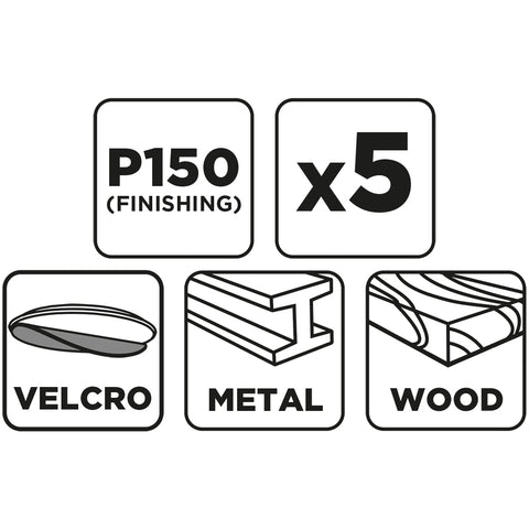 Csiszolókorong tépőzáras 125mm, P150, 5db, min.rendelés: 3db
