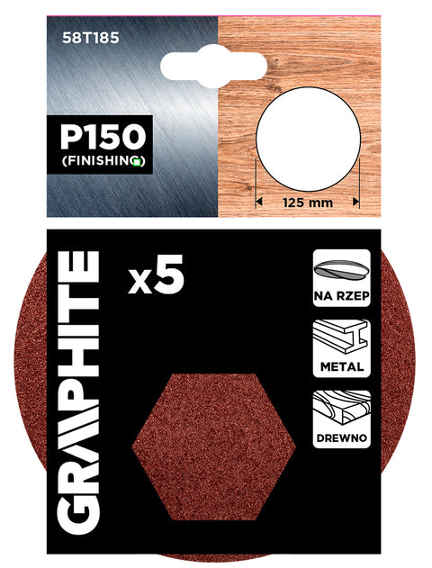 Csiszolókorong tépőzáras 125mm, P150, 5db, min.rendelés: 3db