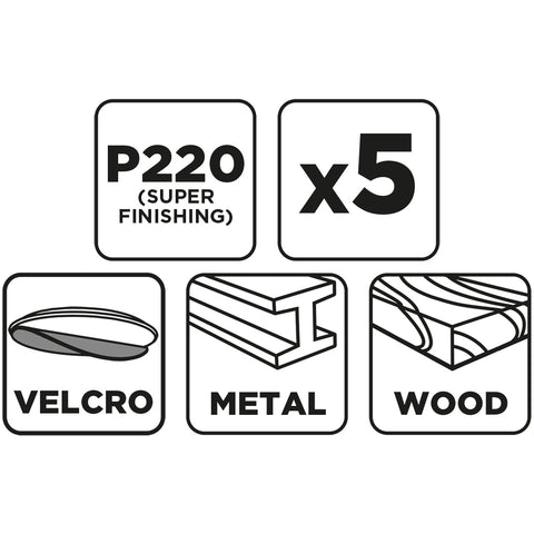 Csiszolókorong tépőzáras 125mm, P220, 5db, min.rendelés: 3db
