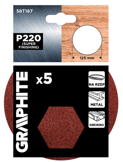 Csiszolókorong tépőzáras 125mm, P220, 5db, min.rendelés: 3db