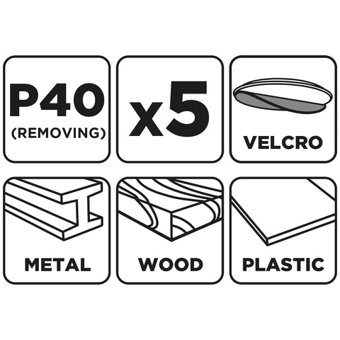 Csiszolópapír tépőzáras 93x185mm, P40, 8 lyukas, 5db