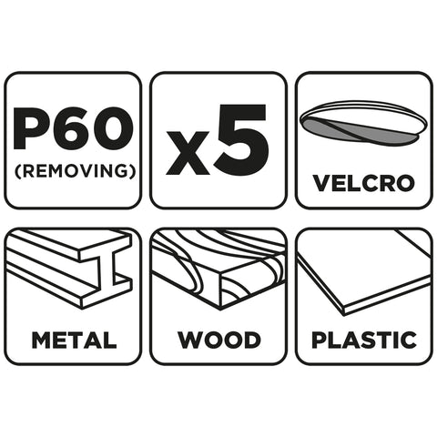 Csiszolópapír tépőzáras 93x185mm, P60, 8 lyukas, 5db