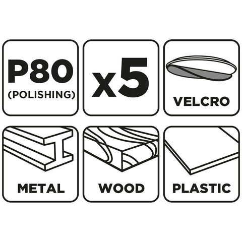 Csiszolópapír tépőzáras 93x185mm, P80, 8 lyukas, 5db