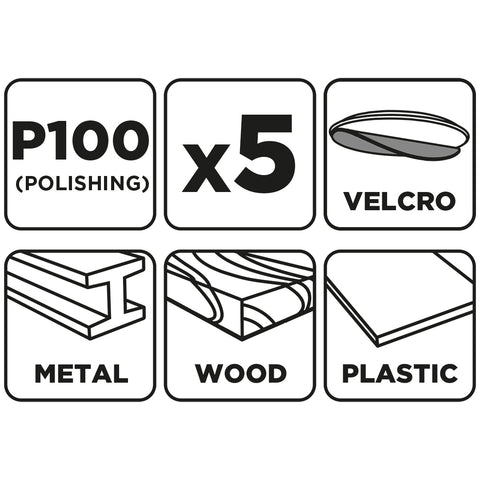 Csiszolópapír tépőzáras 93x185mm, P100, 8 lyukas, 5db
