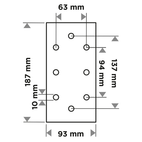 Csiszolópapír tépőzáras 93x185mm, P100, 8 lyukas, 5db