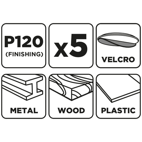 Csiszolópapír tépőzáras 93x185mm, P120, 8 lyukas, 5db