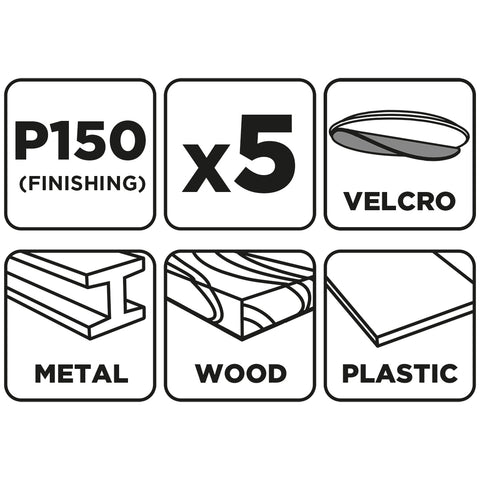 Csiszolópapír tépőzáras 93x185mm, P150, 8 lyukas, 5db
