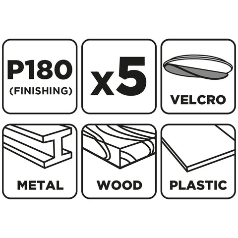 Csiszolópapír tépőzáras 93x185mm, P180, 8 lyukas, 5db