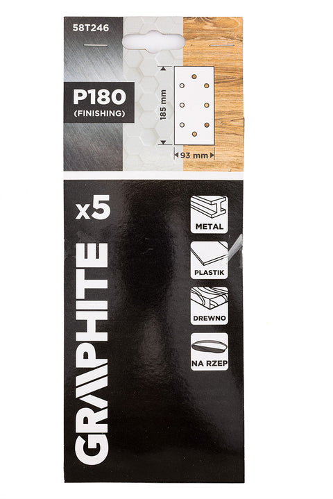 Csiszolópapír tépőzáras 93x185mm, P180, 8 lyukas, 5db