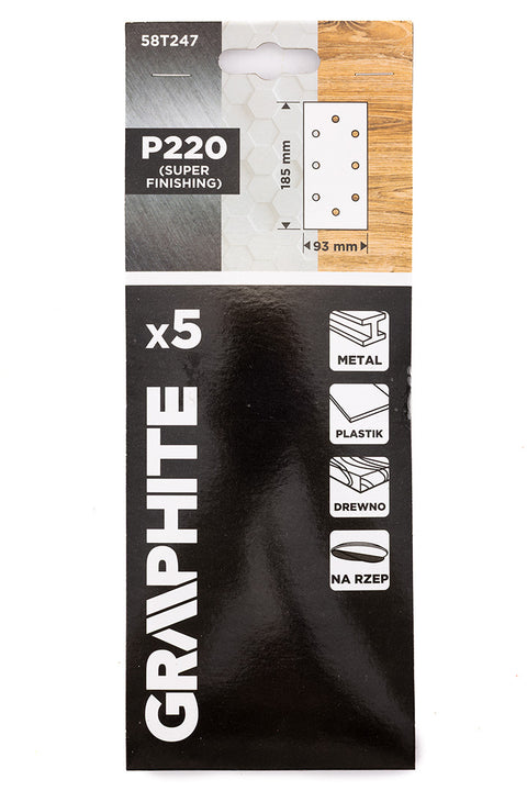 Csiszolópapír tépőzáras 93x185mm, P220, 8 lyukas, 5db