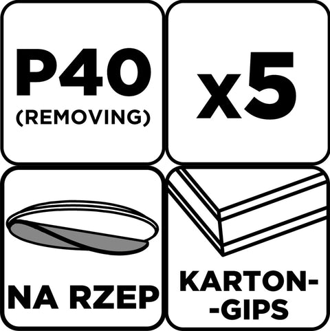 Csiszolókorong perforált, tépőzáras 225mm, P40, 5db