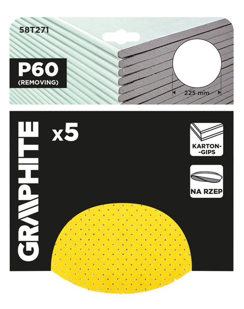 Csiszolókorong perforált, tépőzáras 225mm, P60, 5db