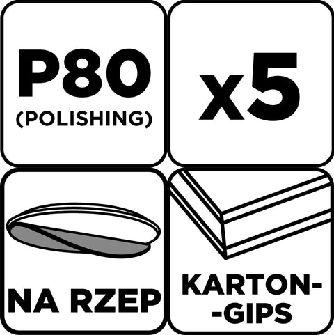 Csiszolókorong perforált, tépőzáras 225mm, P80, 5db