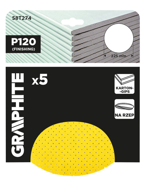 Csiszolókorong perforált, tépőzáras 225mm, P120, 5db