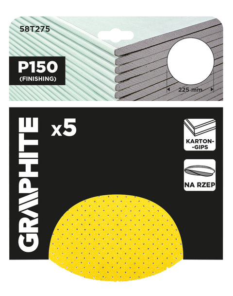 Csiszolókorong perforált, tépőzáras 225mm, P150, 5db