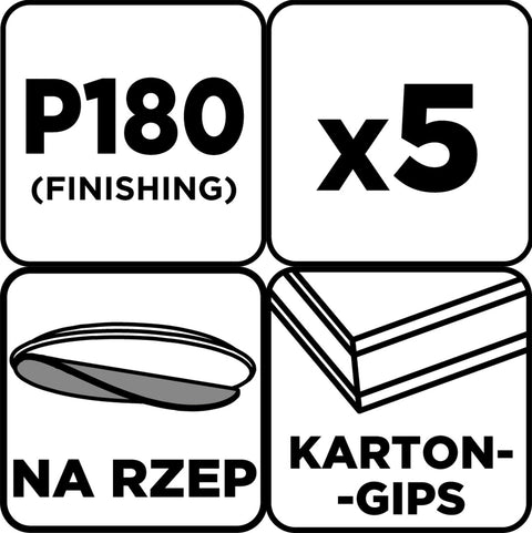 Csiszolókorong perforált, tépőzáras 225mm, P180, 5db