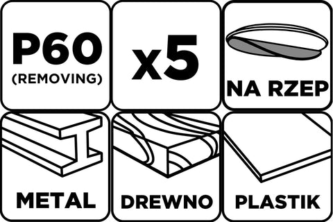 Csiszolókorong tépőzáras, 150mm, P60, 8 lyukkal, 5db, min. rendelés: 3cs