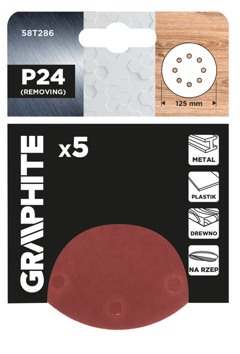 Csiszolókorong tépőzáras 125mm, P24, 8 lyukkal, 5db, min. rendelés: 3cs