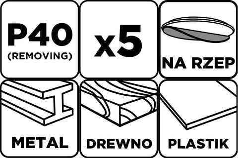Csiszolókorong tépőzáras, 125mm, P40, 8 lyukkal, 5db, min. rendelés: 3cs