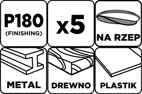 Csiszolókorong tépőzáras, 125mm, P180, 8 lyukkal, 5db, min. rendelés: 3cs