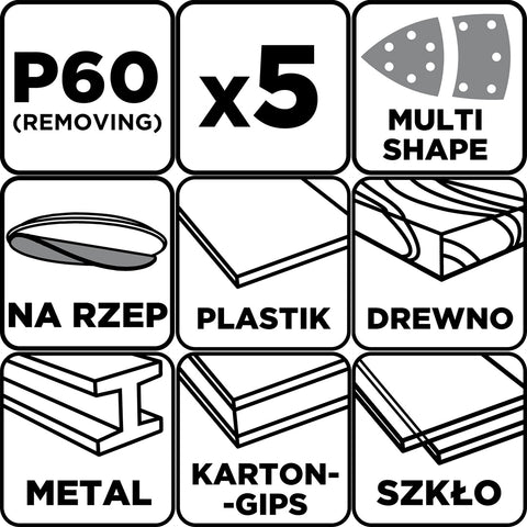 Csiszolópapír tépőzáras delta 102x152mm, P60, 11 lyukas, 5db, min. rendelés: 3cs