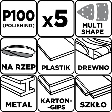 Csiszolópapír tépőzáras delta 102x152mm, P100, 11 lyukas, 5db, min. rendelés: 3cs