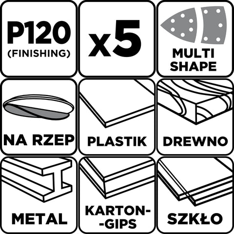 Csiszolópapír tépőzáras delta 102x152mm, P120, 11 lyukas, 5db, min. rendelés: 3cs