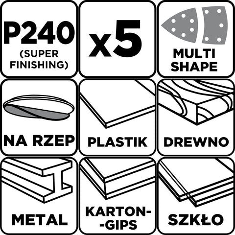 Csiszolópapír tépőzáras delta 102x152mm, P240, 11 lyukas, 5db, min. rendelés: 3cs