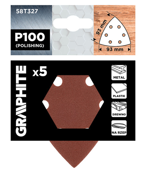 Csiszolópapír tépőzáras deltacsiszolóhoz 93x93mm, P100, 6 lyukas, 5db, min.rendelés: 3db