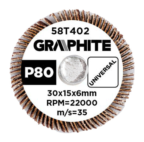Csiszolókerék csapos 30x15x6mm, P80, min. rendelés: 3db