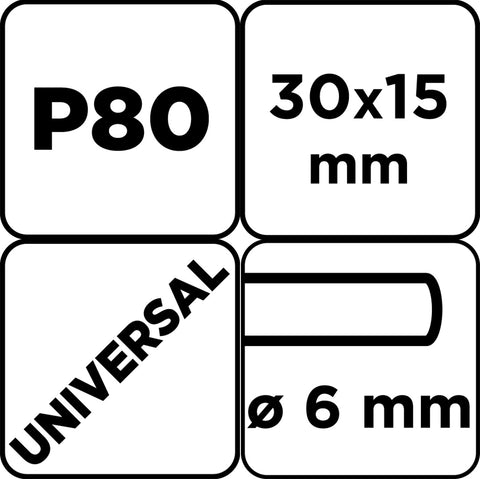 Csiszolókerék csapos 30x15x6mm, P80, min. rendelés: 3db